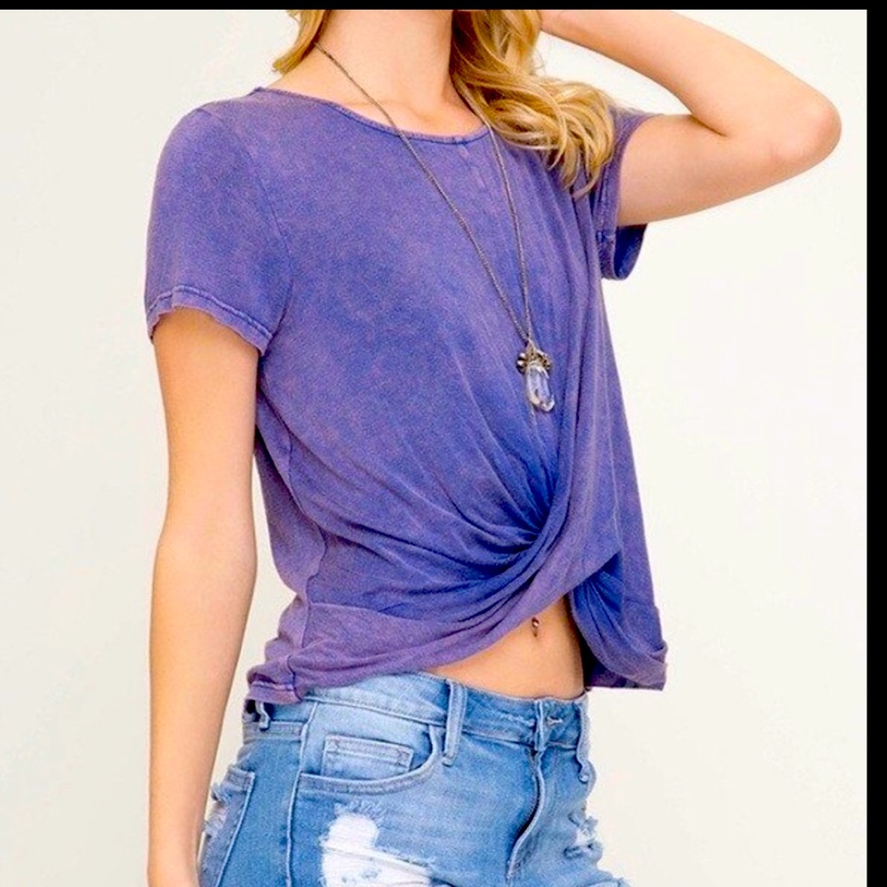 PURPLE TEE SHIRT SOFT TOP FRONT CRISS CROSS - Picture 7 of 13